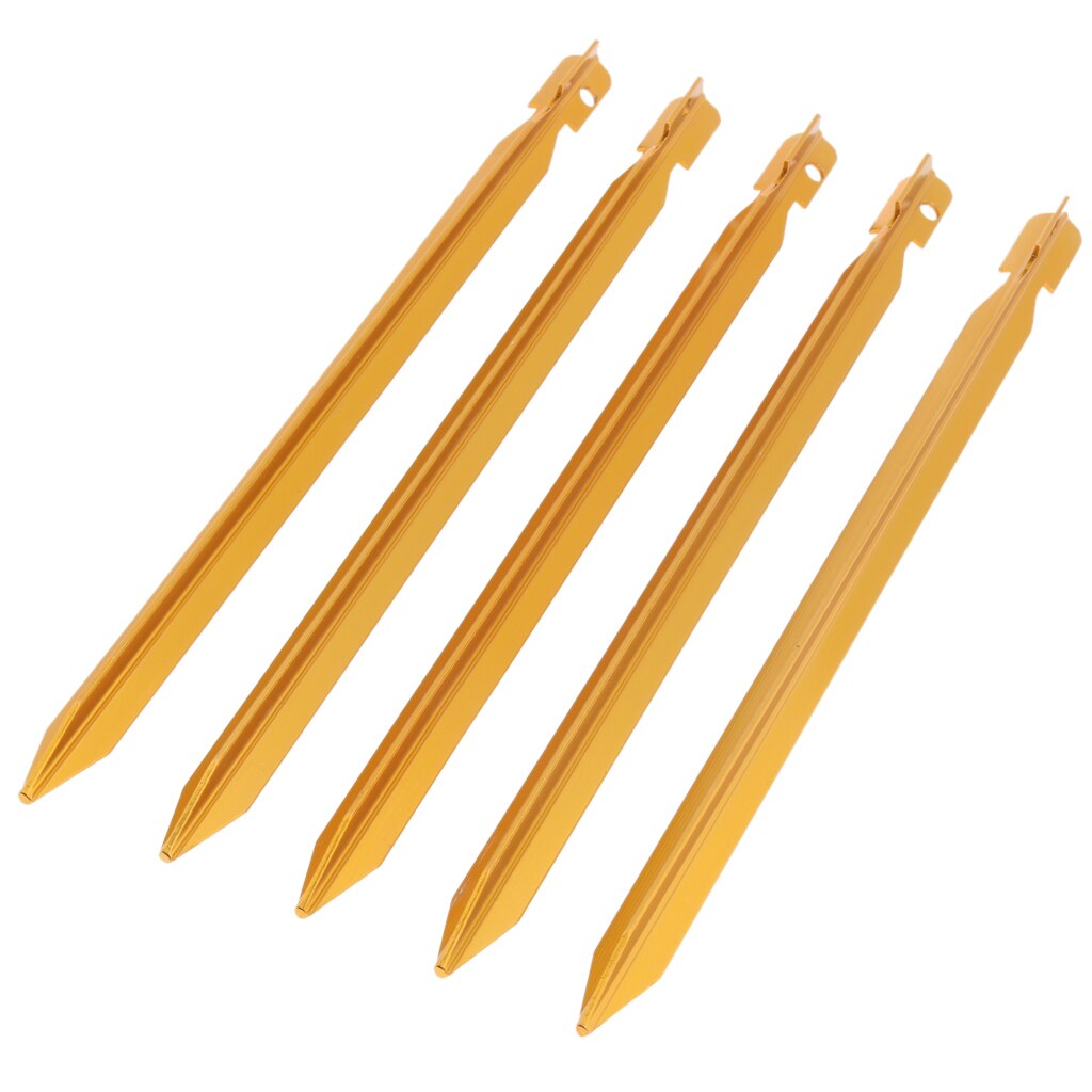 Cheap Goat Tents 5pcs 23cm Aluminum Camping Tent Stakes Pegs Triangle Ground Nails Tent Accessories 